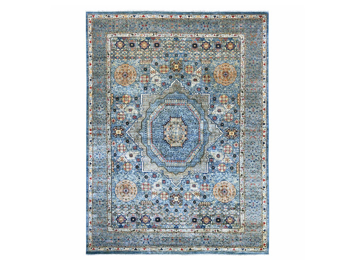 9'11" x 14'1" New Hand Knotted Blue Wool Rectangle Oriental Rug - MOA10222220