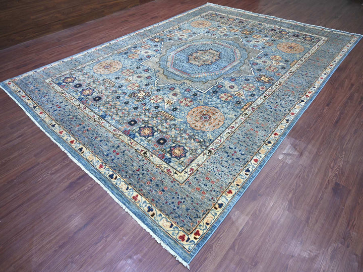 9'11" x 14'1" New Hand Knotted Blue Wool Rectangle Oriental Rug - MOA10222220