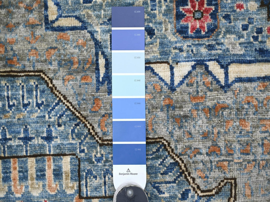 9'11" x 14'1" New Hand Knotted Blue Wool Rectangle Oriental Rug - MOA10222220