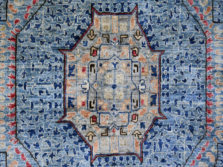 9'11" x 14'1" New Hand Knotted Blue Wool Rectangle Oriental Rug - MOA10222220