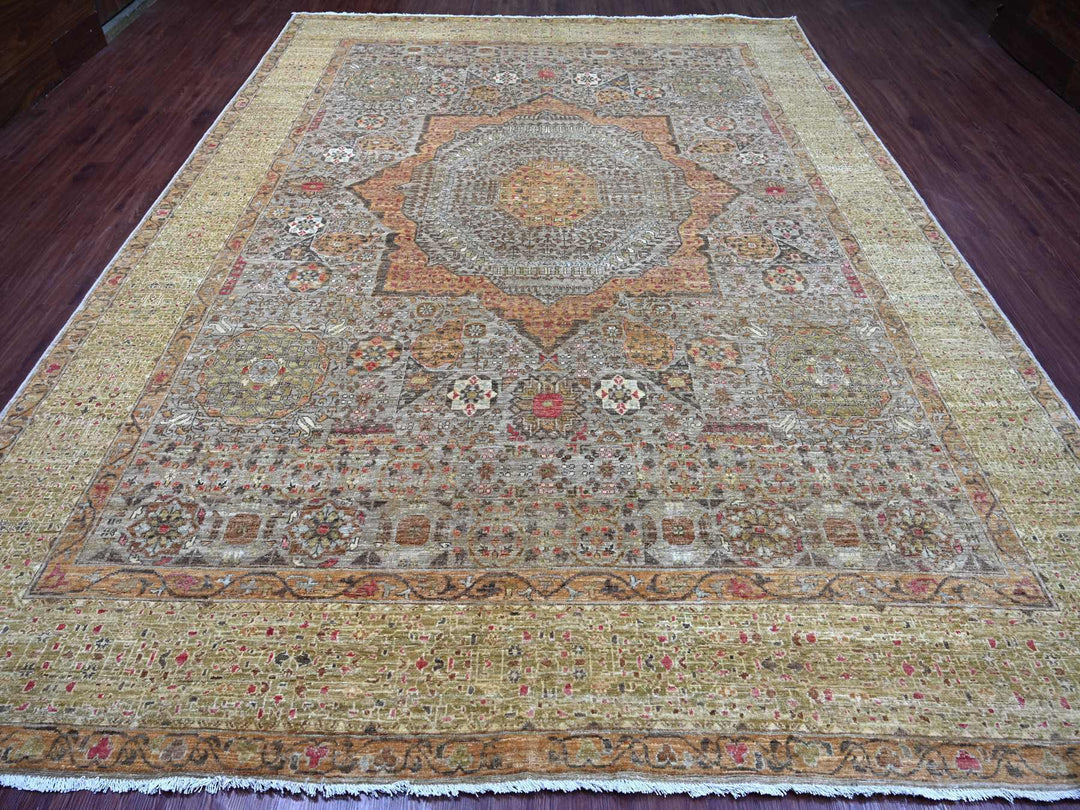 9'11" x 13'0" New Hand Knotted Grey Wool Rectangle Oriental Rug - MOA10222221