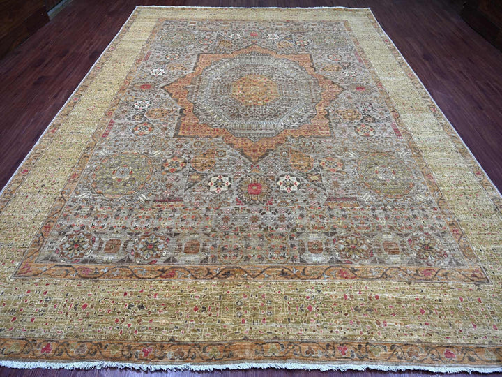 9'11" x 13'0" New Hand Knotted Grey Wool Rectangle Oriental Rug - MOA10222221
