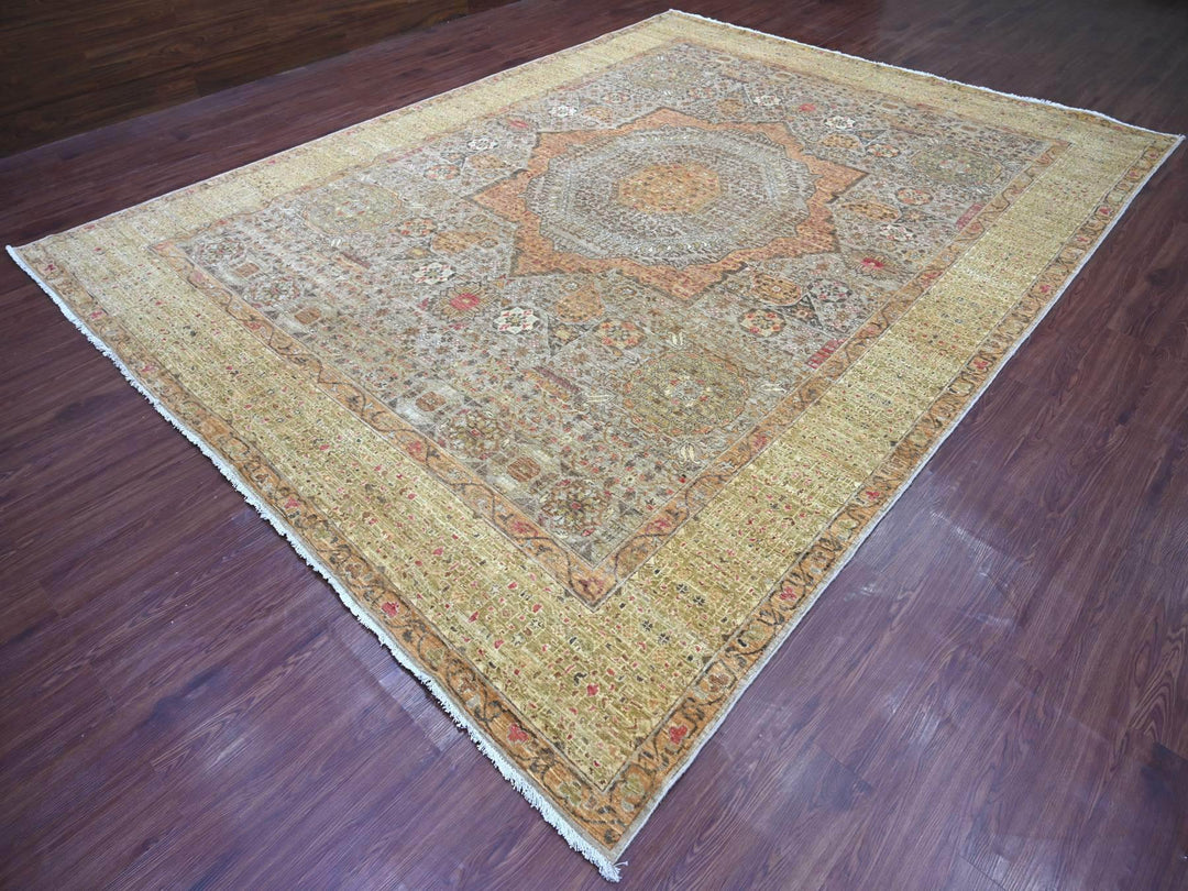 9'11" x 13'0" New Hand Knotted Grey Wool Rectangle Oriental Rug - MOA10222221