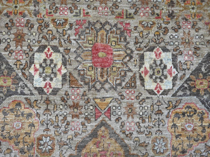 9'11" x 13'0" New Hand Knotted Grey Wool Rectangle Oriental Rug - MOA10222221