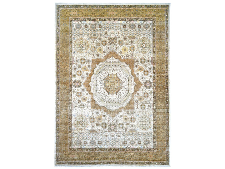 9'10" x 13'9" New Hand Knotted Ivory Wool Rectangle Oriental Rug - MOA10222223