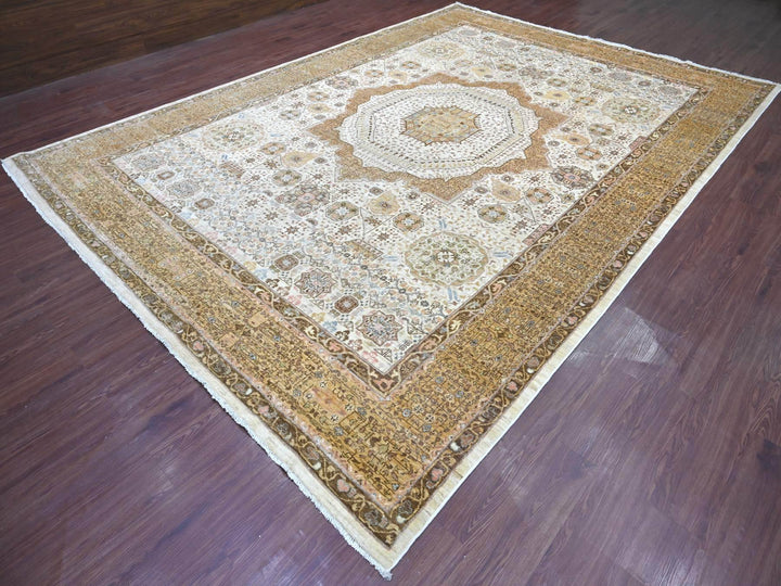 9'10" x 13'9" New Hand Knotted Ivory Wool Rectangle Oriental Rug - MOA10222223