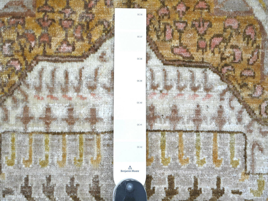 9'10" x 13'9" New Hand Knotted Ivory Wool Rectangle Oriental Rug - MOA10222223