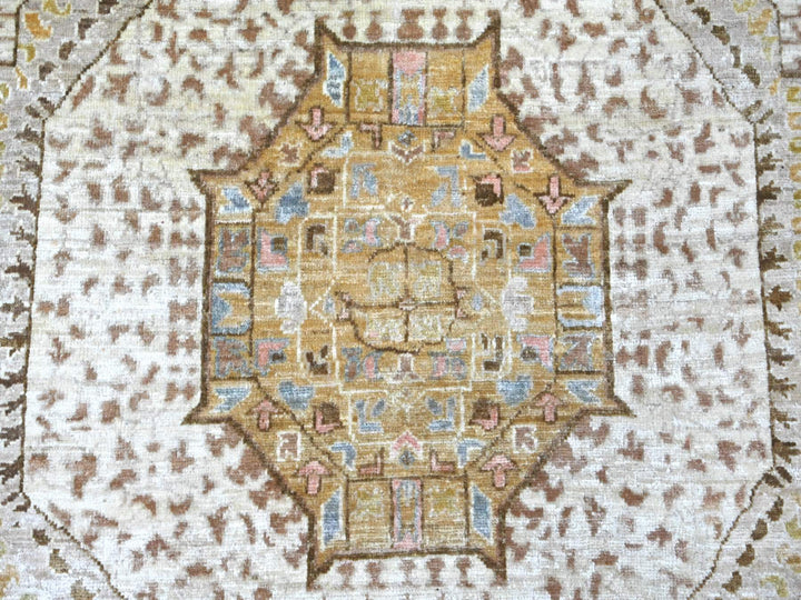 9'10" x 13'9" New Hand Knotted Ivory Wool Rectangle Oriental Rug - MOA10222223