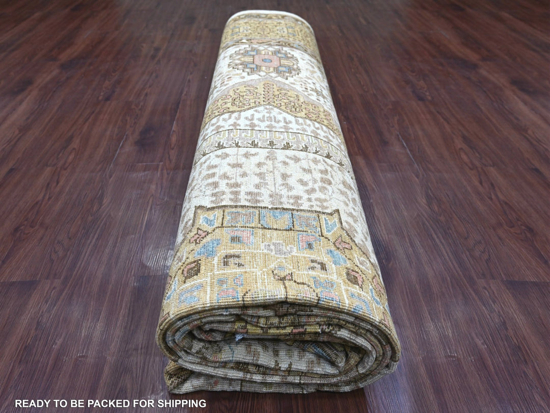 9'10" x 13'9" New Hand Knotted Ivory Wool Rectangle Oriental Rug - MOA10222223