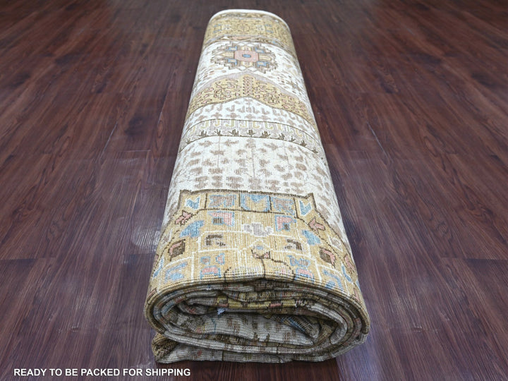9'10" x 13'9" New Hand Knotted Ivory Wool Rectangle Oriental Rug - MOA10222223