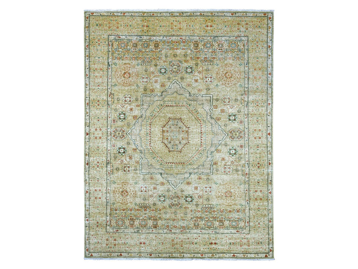 7'11" x 10'1" New Hand Knotted Green Wool Rectangle Oriental Rug - MOA10222225