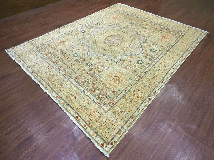7'11" x 10'1" New Hand Knotted Green Wool Rectangle Oriental Rug - MOA10222225