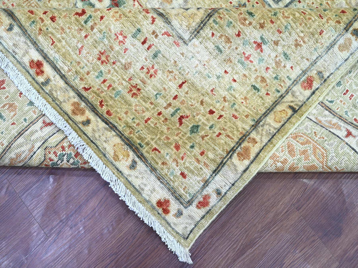 7'11" x 10'1" New Hand Knotted Green Wool Rectangle Oriental Rug - MOA10222225
