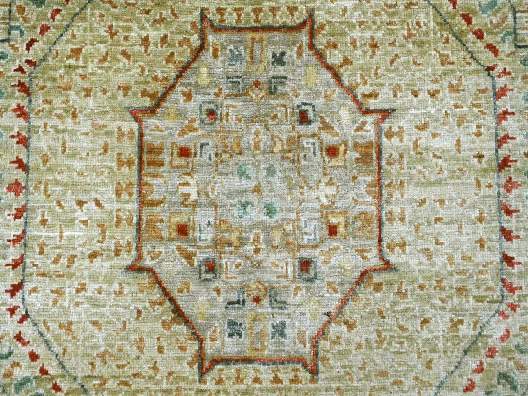 7'11" x 10'1" New Hand Knotted Green Wool Rectangle Oriental Rug - MOA10222225