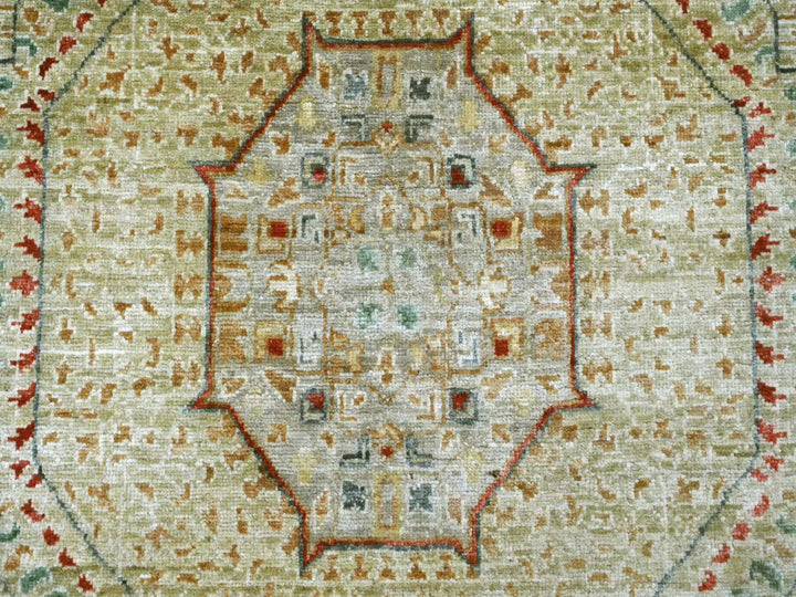 7'11" x 10'1" New Hand Knotted Green Wool Rectangle Oriental Rug - MOA10222225