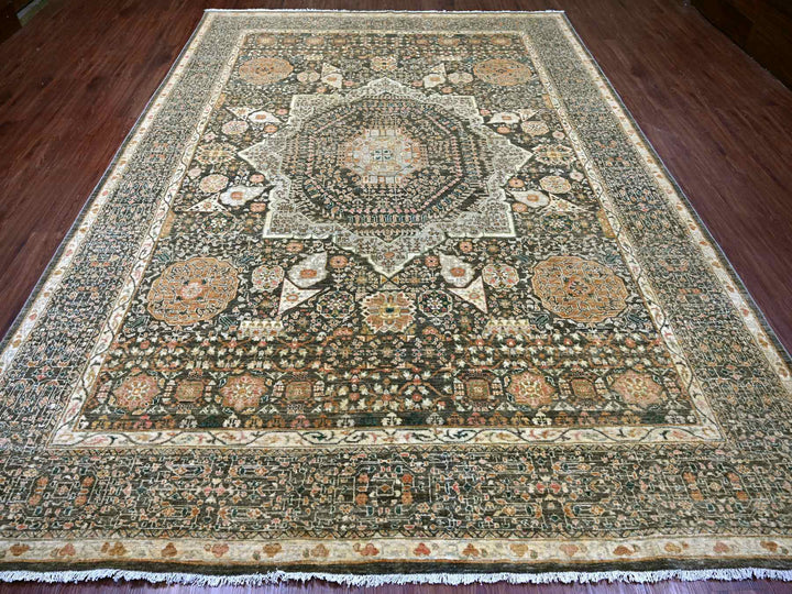 8'11" x 12'0" New Hand Knotted Grey Wool Rectangle Oriental Rug - MOA10222226