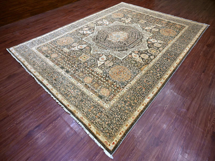 8'11" x 12'0" New Hand Knotted Grey Wool Rectangle Oriental Rug - MOA10222226