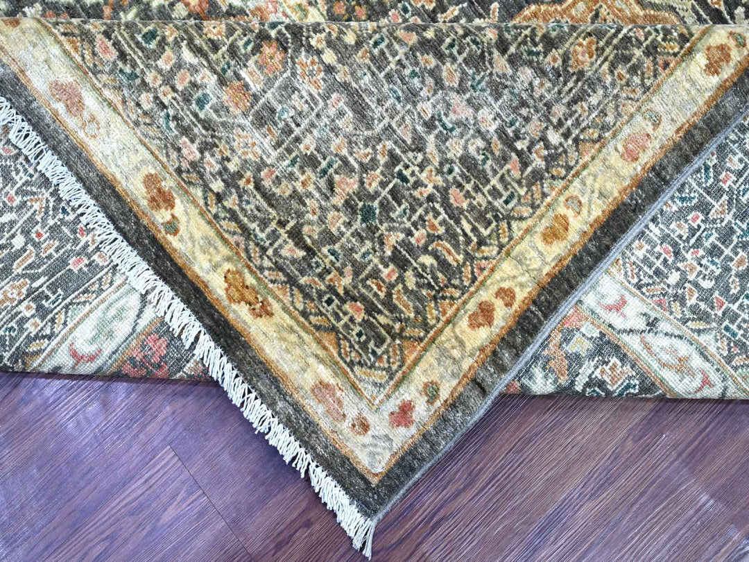 8'11" x 12'0" New Hand Knotted Grey Wool Rectangle Oriental Rug - MOA10222226