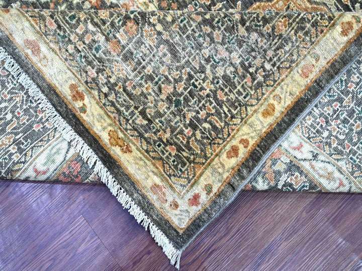 8'11" x 12'0" New Hand Knotted Grey Wool Rectangle Oriental Rug - MOA10222226