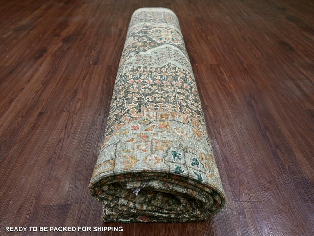 8'11" x 12'0" New Hand Knotted Grey Wool Rectangle Oriental Rug - MOA10222226