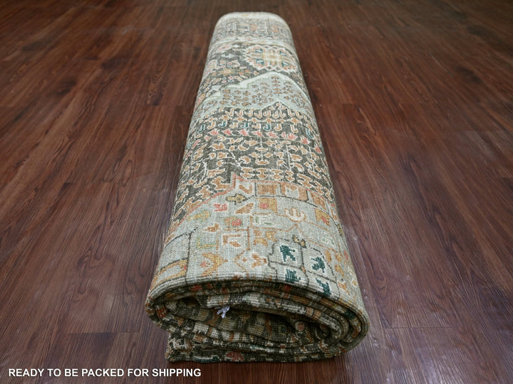 8'11" x 12'0" New Hand Knotted Grey Wool Rectangle Oriental Rug - MOA10222226