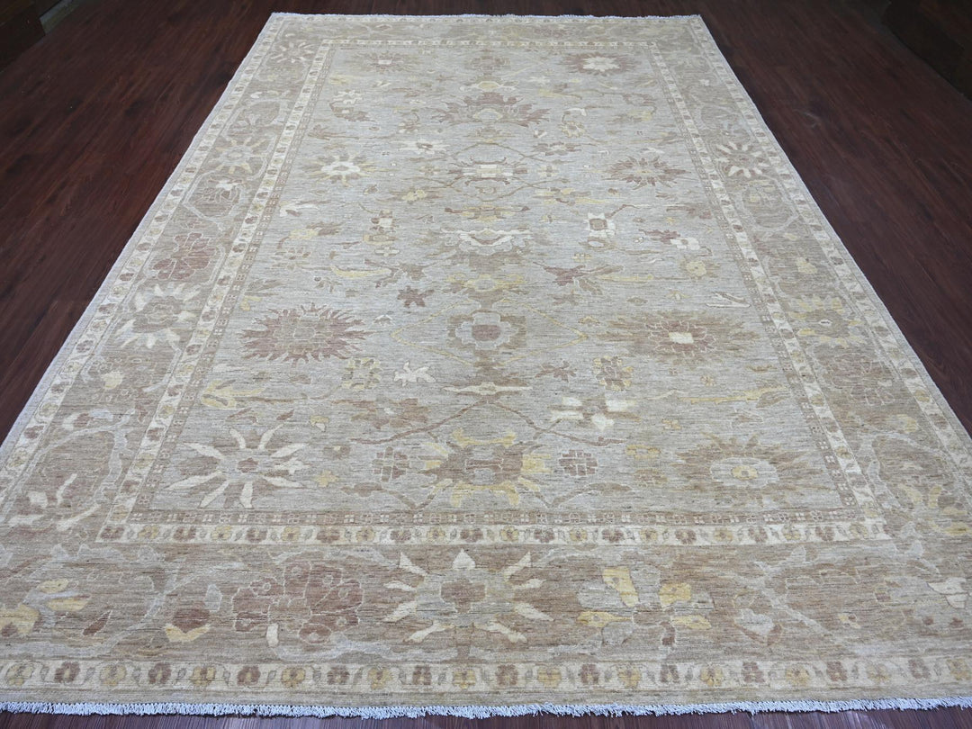 8'8" x 11'11" New Hand Knotted Grey Wool Rectangle Oriental Rug - MOA10222227