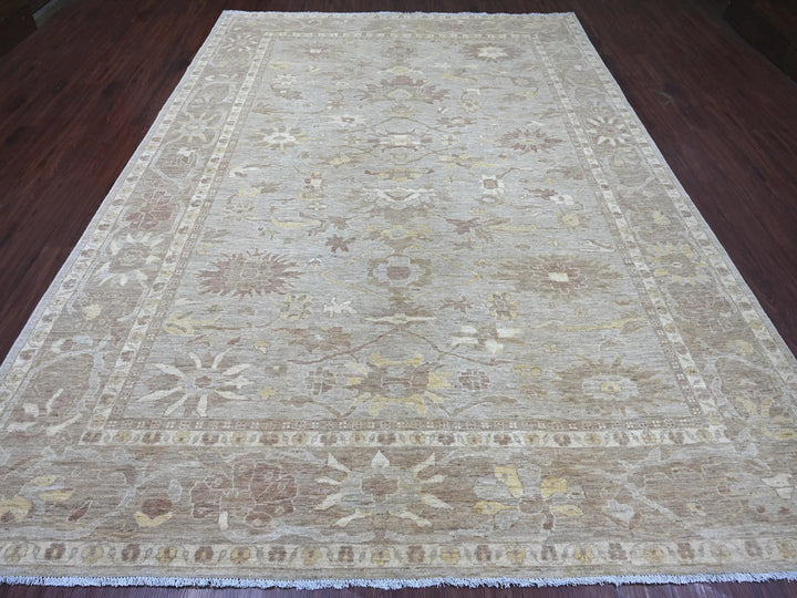 8'8" x 11'11" New Hand Knotted Grey Wool Rectangle Oriental Rug - MOA10222227