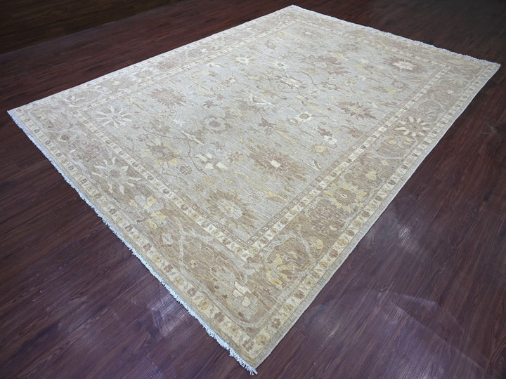 8'8" x 11'11" New Hand Knotted Grey Wool Rectangle Oriental Rug - MOA10222227