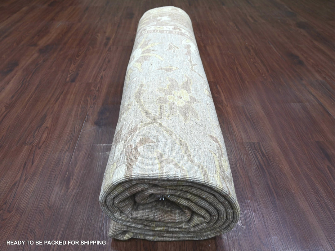 8'8" x 11'11" New Hand Knotted Grey Wool Rectangle Oriental Rug - MOA10222227