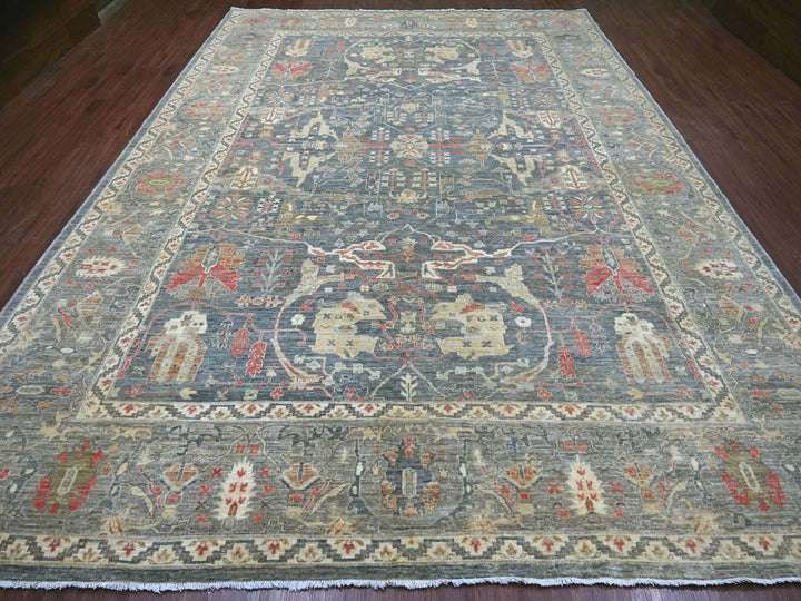 10'0" x 13'9" New Hand Knotted Grey Wool Rectangle Oriental Rug - MOA10222228