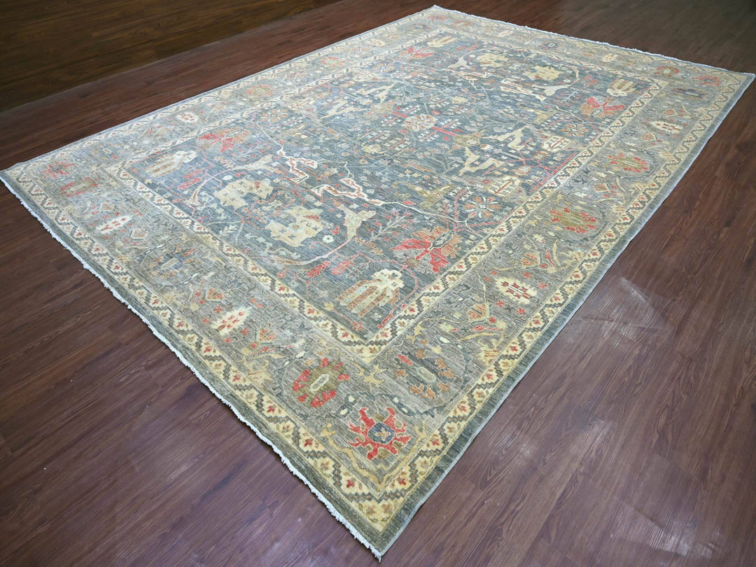 10'0" x 13'9" New Hand Knotted Grey Wool Rectangle Oriental Rug - MOA10222228