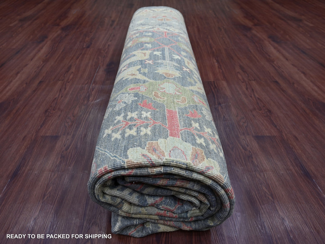 10'0" x 13'9" New Hand Knotted Grey Wool Rectangle Oriental Rug - MOA10222228