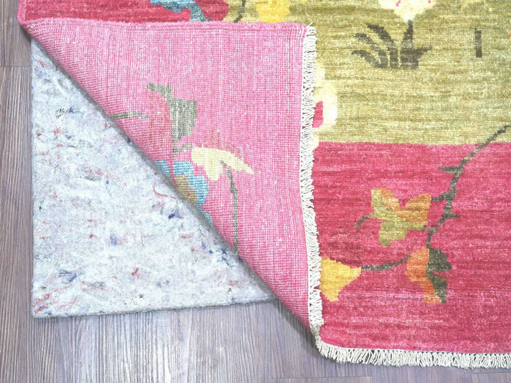 9'0" x 11'9" New Hand Knotted Green Wool Rectangle Oriental Rug - MOA10222229