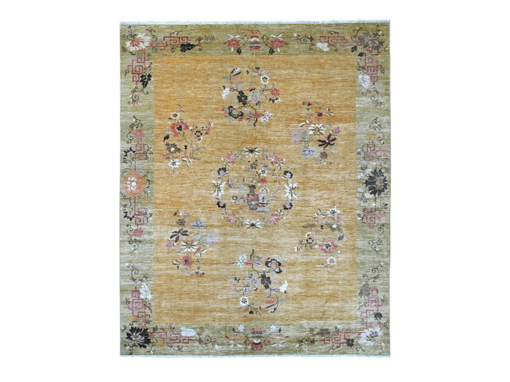 8'0" x 9'7" New Hand Knotted Brown Wool Rectangle Oriental Rug - MOA10222231
