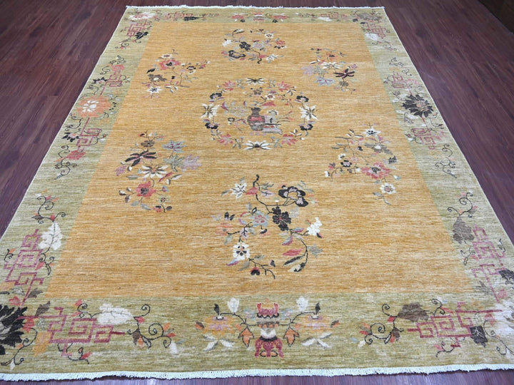 8'0" x 9'7" New Hand Knotted Brown Wool Rectangle Oriental Rug - MOA10222231