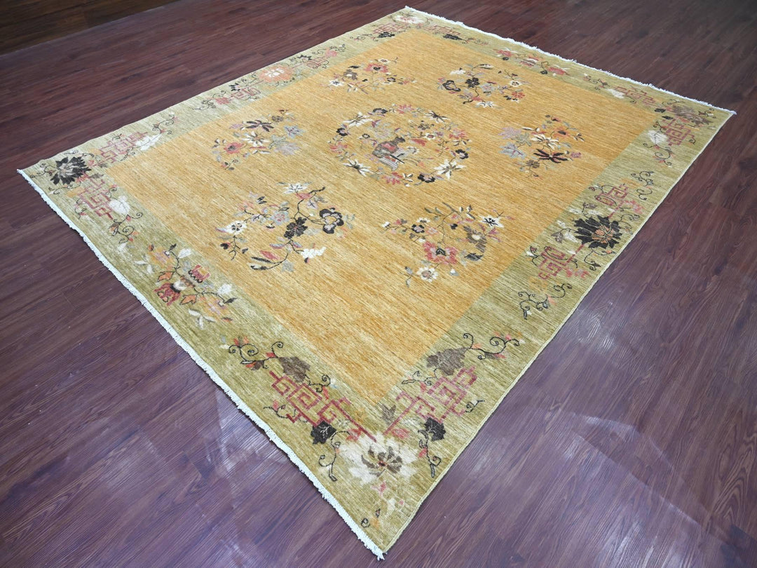 8'0" x 9'7" New Hand Knotted Brown Wool Rectangle Oriental Rug - MOA10222231