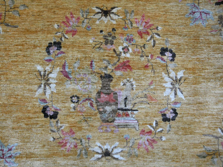 8'0" x 9'7" New Hand Knotted Brown Wool Rectangle Oriental Rug - MOA10222231