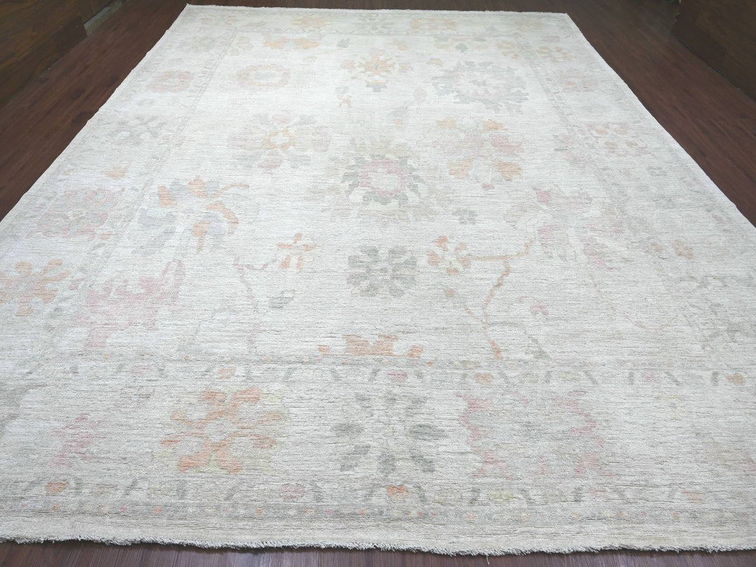 11'9" x 14'6" New Hand Knotted Grey Wool Rectangle Oriental Rug - MOA10222232