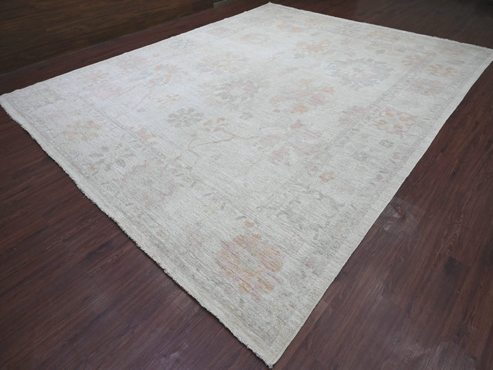 11'9" x 14'6" New Hand Knotted Grey Wool Rectangle Oriental Rug - MOA10222232