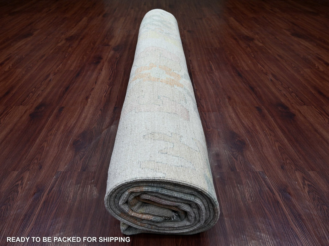 11'9" x 14'6" New Hand Knotted Grey Wool Rectangle Oriental Rug - MOA10222232
