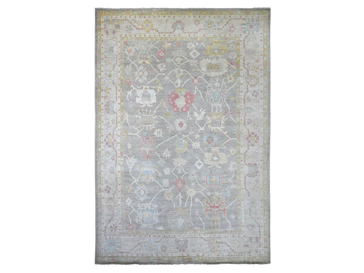 11'9" x 17'7" New Hand Knotted Grey Wool Rectangle Oriental Rug - MOA10222233