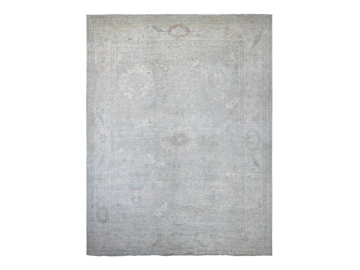 11'8" x 14'11" New Hand Knotted Grey Wool Rectangle Oriental Rug - MOA10222234