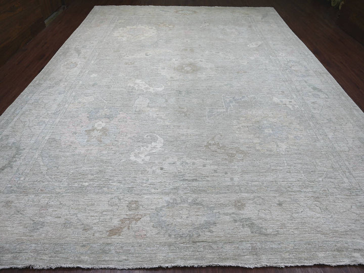 11'8" x 14'11" New Hand Knotted Grey Wool Rectangle Oriental Rug - MOA10222234