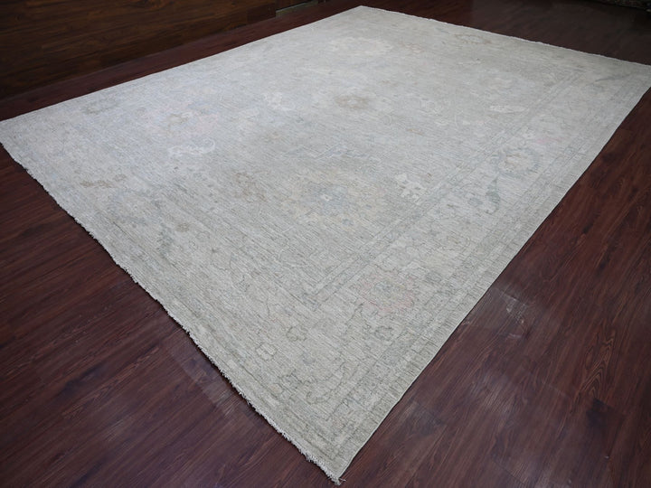 11'8" x 14'11" New Hand Knotted Grey Wool Rectangle Oriental Rug - MOA10222234