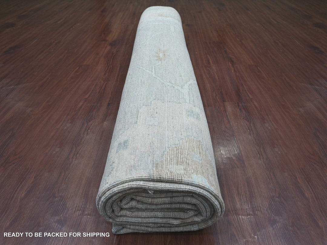 11'8" x 14'11" New Hand Knotted Grey Wool Rectangle Oriental Rug - MOA10222234
