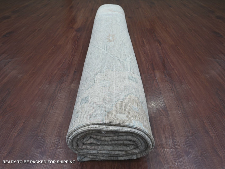 11'8" x 14'11" New Hand Knotted Grey Wool Rectangle Oriental Rug - MOA10222234