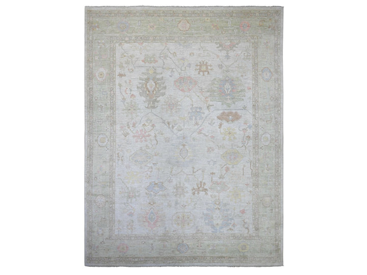 11'8" x 14'11" New Hand Knotted Grey Wool Rectangle Oriental Rug - MOA10222235