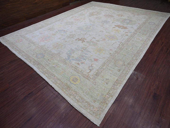 11'8" x 14'11" New Hand Knotted Grey Wool Rectangle Oriental Rug - MOA10222235