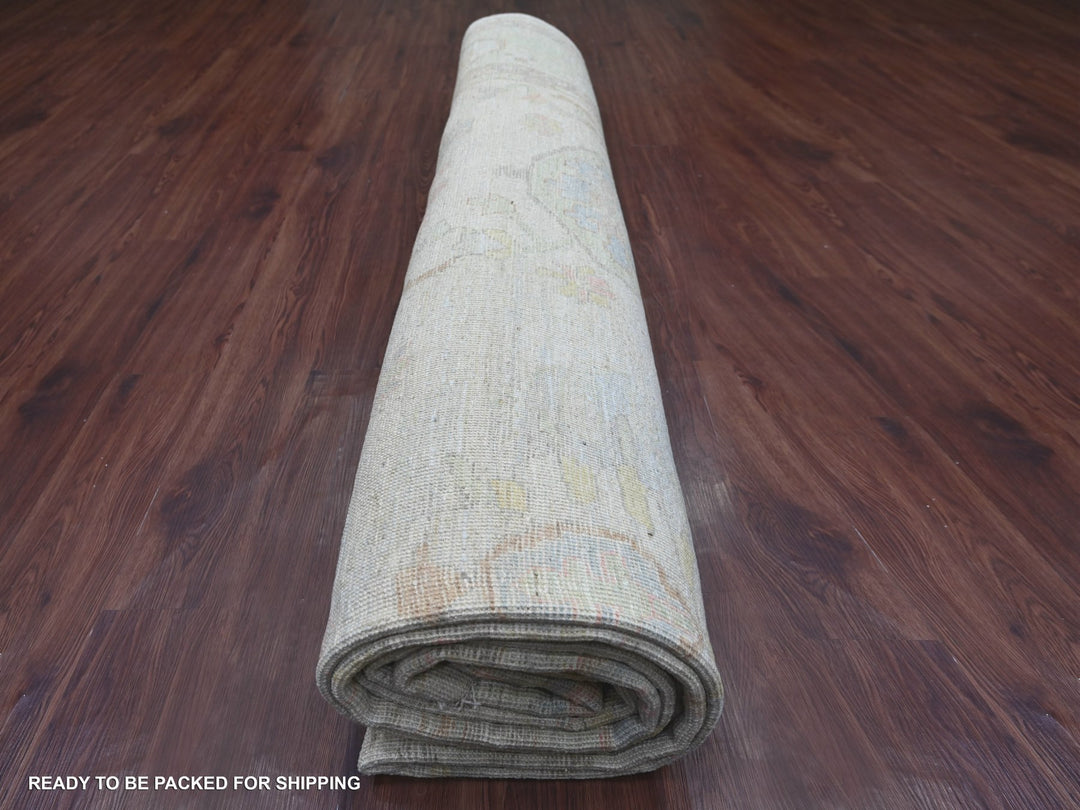 11'8" x 14'11" New Hand Knotted Grey Wool Rectangle Oriental Rug - MOA10222235