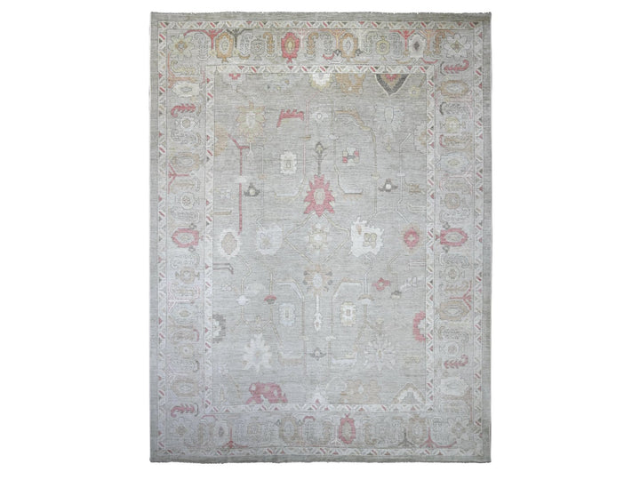 11'8" x 15'4" New Hand Knotted Grey Wool Rectangle Oriental Rug - MOA10222236